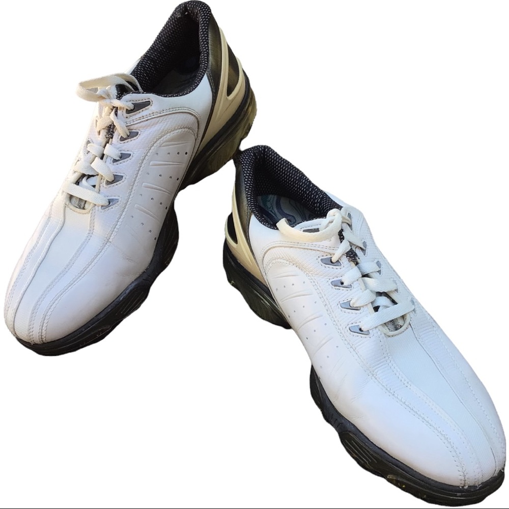 FootJoy Sport Men’s Bicycle Toe Golf Shoes, Size 10W, White/Pewter, Style# 53255